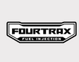 Sticker for Honda TRX420 Fourtrax FI; rear left badge in black and white with Fourtrax Fuel Injection design