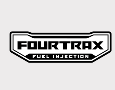 Sticker for Honda TRX420 Fourtrax FI; rear left badge in black and white with Fourtrax Fuel Injection design