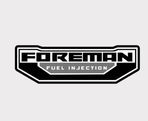 Sticker – rear LH Honda TRX500 Foreman FI badge, black and gray FOREMAN FUEL INJECTION logo by DGT Agri