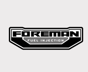 Sticker – rear LH Honda TRX500 Foreman FI badge, black and gray FOREMAN FUEL INJECTION logo by DGT Agri
