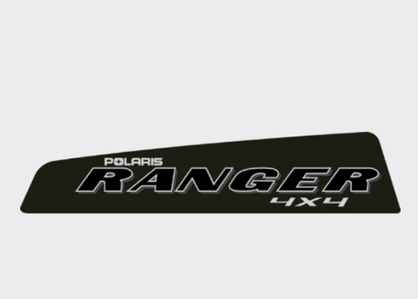 Sticker – Side LH for Polaris Ranger 570 (2014–2015), black background with white POLARIS RANGER 4x4 logo