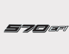 Sticker hood decal with 570 EFI text, black with white outline for Polaris Ranger 570 (2014-2015)