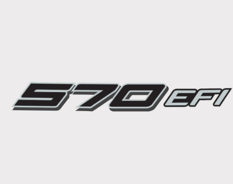 Sticker hood decal with 570 EFI text, black with white outline for Polaris Ranger 570 (2014-2015)