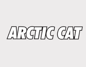 Sticker Arctic Cat logo; black-outlined white text on light gray background, universal fitment 1996–2017, DGT Agri