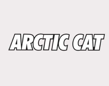 Sticker Arctic Cat logo; black-outlined white text on light gray background, universal fitment 1996–2017, DGT Agri