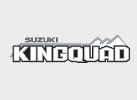 Sticker Suzuki KingQuad tank badge with large KINGQUAD lettering and mountain silhouette