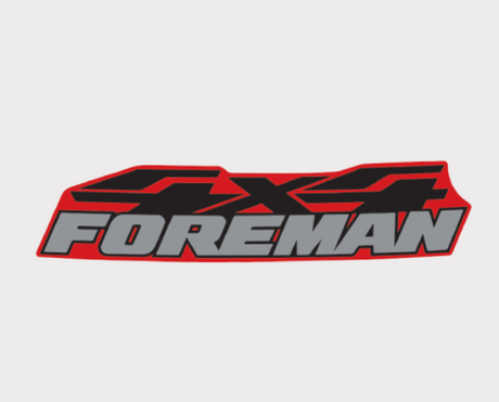 Sticker - Foreman 4x4 emblem, red outline and gray bold FOREMAN text