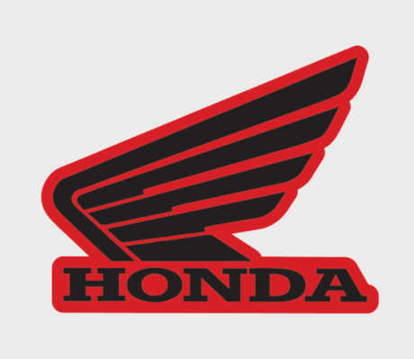 Sticker Honda Wing L/H Tank, red outline with black wing, 107mm, by DGT Agri