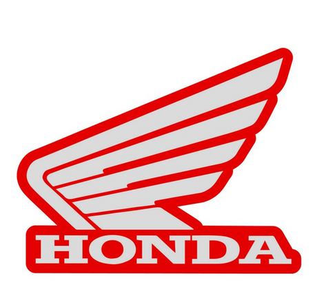 Honda Wing left-hand tank sticker decal in red and white with HONDA logo