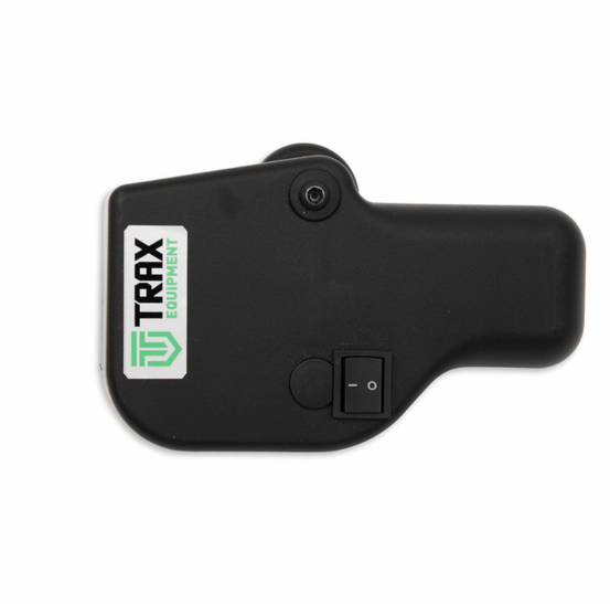 Wiper motor for Honda SXS520 Pioneer, black housing with TRAX Equipment logo and an on/off switch.
