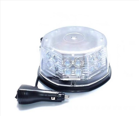 Warning light beacon amber, 12-24V, 32W with plug-in power cord.