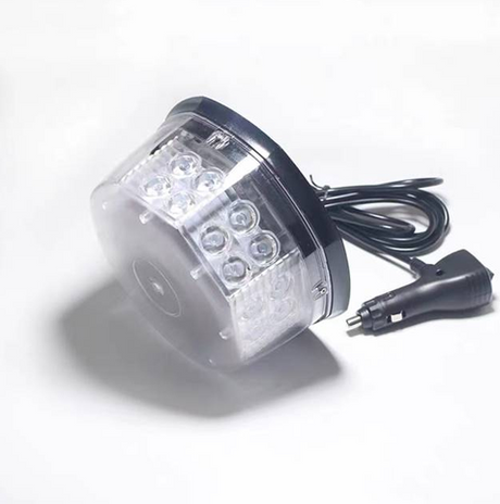 Warning light, red/blue LED beacon, 12-24V, 32W, with cigarette lighter plug
