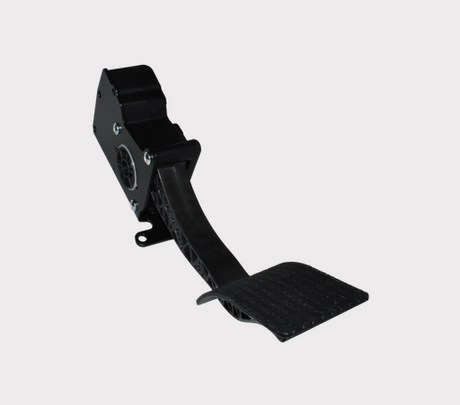 Electric throttle pedal for Polaris Ranger 570 (2015–2016) by DGT Agri, black plastic pedal with mounting bracket.