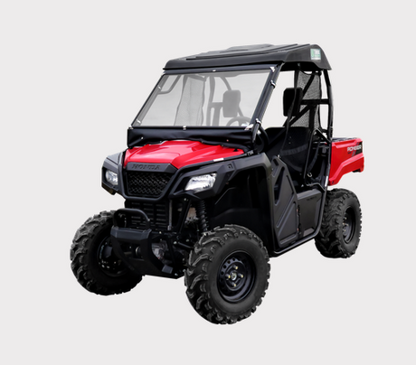 Cab Roof, Windscreen & Wiper Kit for Honda SXS520 Pioneer UTV, by DGT Agri, red body with black roof