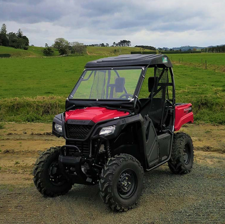 Cab Roof, Windscreen & Wiper Kit for Honda SXS520 Pioneer UTV, red body with black cab frame.