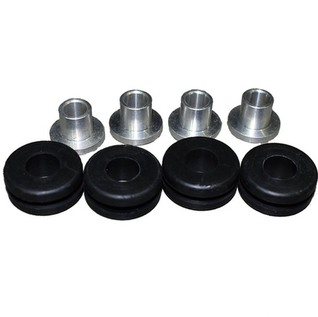 Grommet kit for ATV windscreen by DGT Agri Cobra Pro-Tek; includes 4 metal spacers and 4 black rubber grommets.