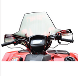 Windscreen Cobra Pro-Tek Universal ATV with central headlight cut-out on red ATV cockpit, clear plastic.