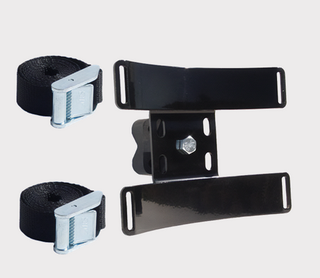 Bucket Binder for Can-Am Outlander 500-1000 (DGT Agri), black metal mounting bracket with two strap assemblies