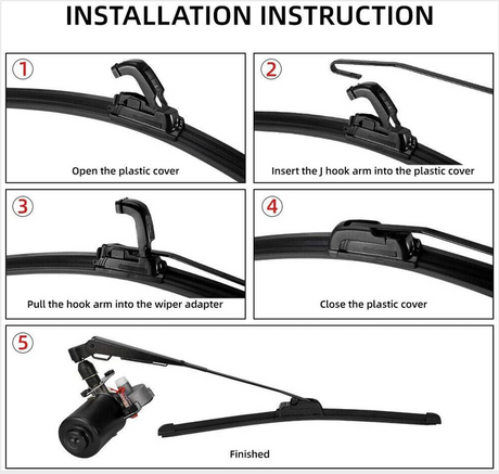 Windscreen wiper and washer kit - universal 400mm blade by DGT Agri; illustrated installation steps