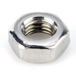 Hex nut, chrome-plated steel, 12mm size, metal hardware fastener.