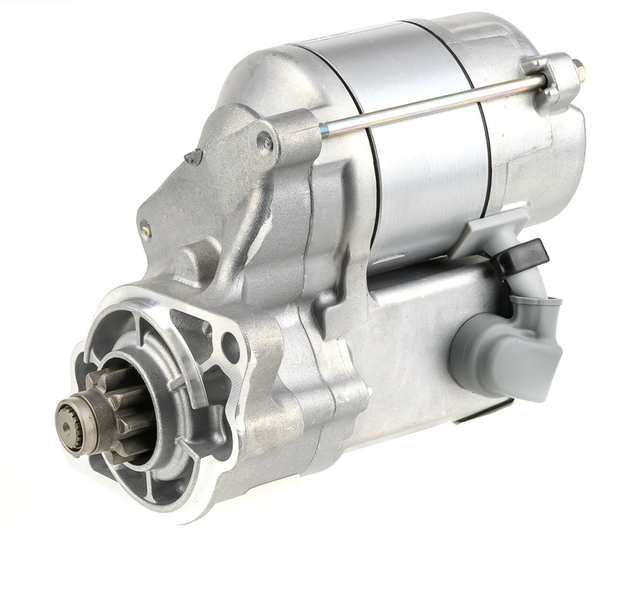 Denso gear reduction starter motor, 12V 1.2kW, for Kubota KX36-3/RT100, gray metal housing