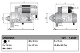 Denso gear reduction starter motor, 12V 1.2kW compatible with Kubota KX36-3, RT100.