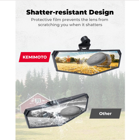 Centre rear view mirror for CFMoto UForce 950 / ZForce 950 ATV, Kemimoto, shatter-resistant design