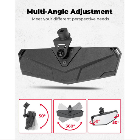 Centre rear view ATV mirror for CFMoto UForce 950 / ZForce 950 by DGT Agri, multi-angle adjustable.