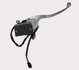 Brake master cylinder lever for Yamaha YFM; silver lever with black housing.