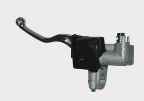 Brake master cylinder lever for Kawasaki KLF/KVF ATV (1988–2005), black lever with silver body.