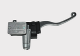 Brake master cylinder lever assembly with a silver curved lever and black mounting collar.