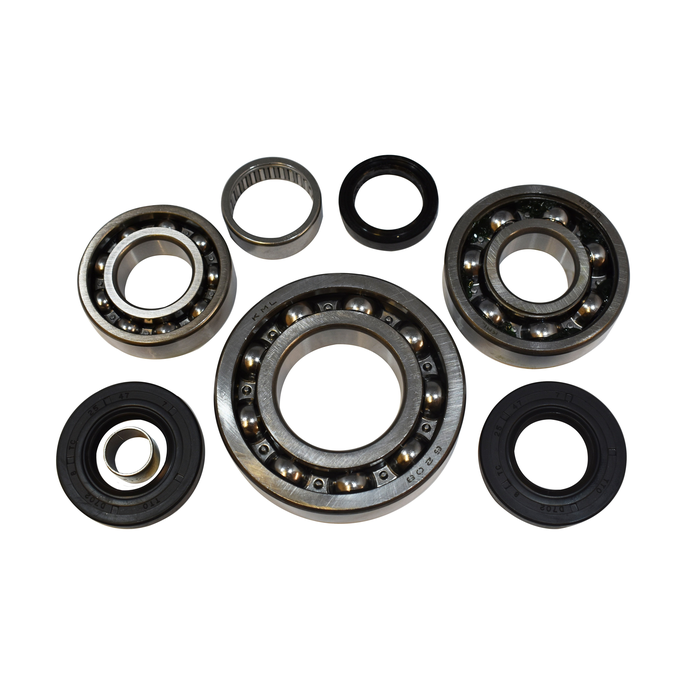 Front differential bearing and seal kit for Polaris (1996–1999), 9-piece set with metal bearings and rubber seals.