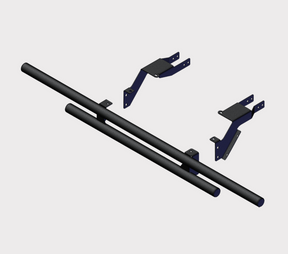Front bumper kit for Polaris Ranger 1000/XP 1000 – two black tubular bars with blue mounting brackets