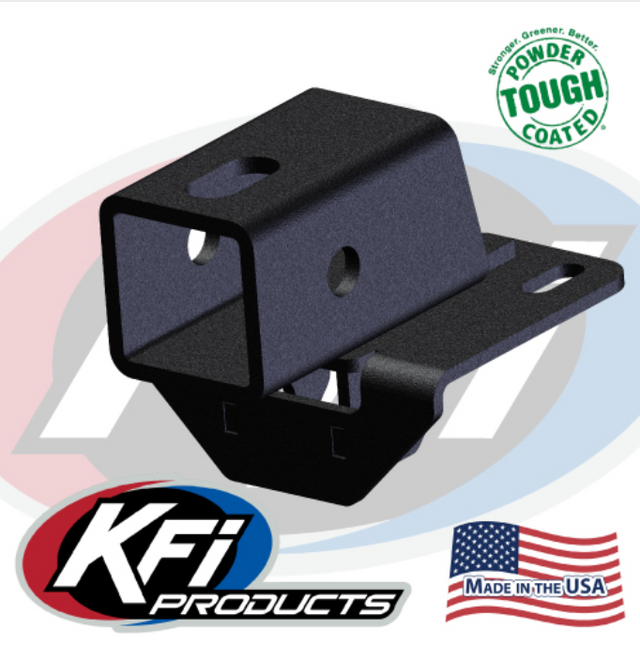 KFI rear 2-inch receiver hitch for Polaris Sportsman (2005–2026), powder-coated black, USA-made.