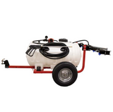 Trailer Sprayer 246L 12V, white tank with red frame and 7-nozzle boom, DGT Agri