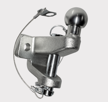 Tow ball 50mm chrome flange-type hitch ball with mounting pin, DGT Agri