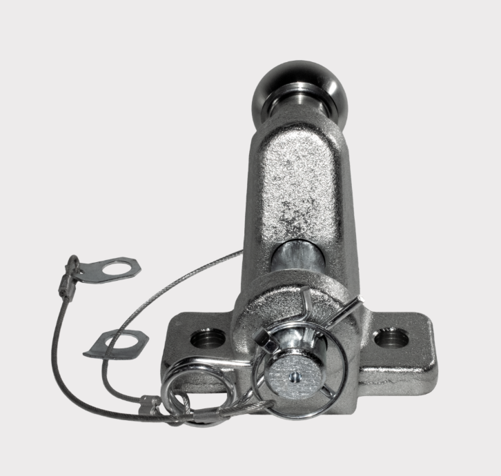 Tow Ball 50mm chrome flange type with pin by DGT Agri for tow bars.