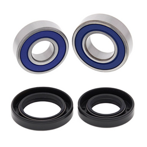 Front wheel bearing kit with two blue-sealed bearings and two black seals for Kawasaki KLF250 Bayou