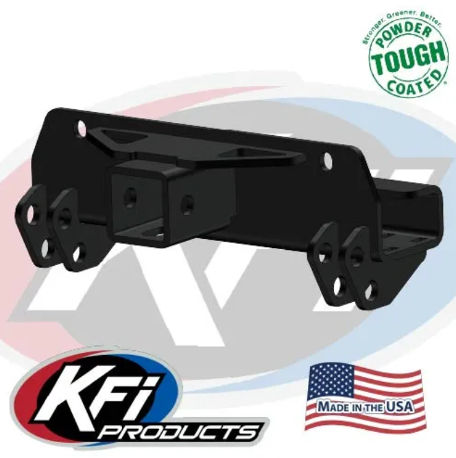 Plough Mount for CFMoto UForce U10 Pro/XL Pro, black steel hitch mount with KFI Products and DGT Agri logos