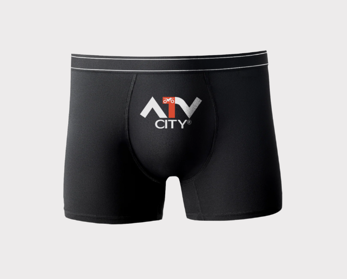 Boxer shorts ATV City black with white-trim waistband and ATV City logo, large size