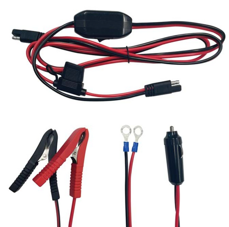 DGT Agri Fimco Sprayer Wiring Loom, 12V 3-in-1, 2.4m with alligator clamps, ring terminals and cigarette lighter plug