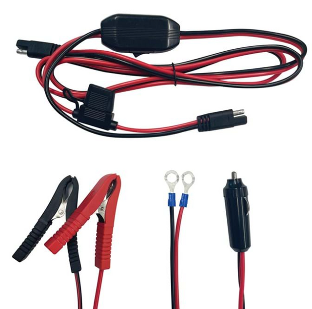 DGT Agri Fimco Sprayer Wiring Loom, 12V 3-in-1, 2.4m with alligator clamps, ring terminals and cigarette lighter plug