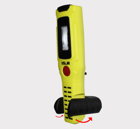 Rechargeable magnetic hand lamp torch Flexi-Twist, yellow handheld LED light by DGT Agri
