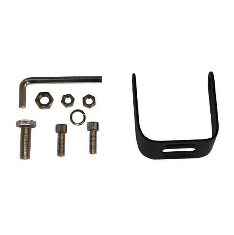 Hyper LED Spot Light mounting hardware kit with Allen key, 3 bolts, 3 nuts, 1 washer, and black bracket.