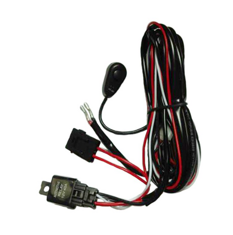 Hyper LED Light Bar Wiring Loom harness with red, black and white wires, inline switch, and dual connectors
