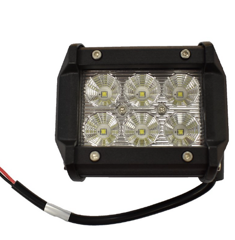 Hyper LED Flood Light by DGT Agri, 18W 12V/24V, black rugged light bar with six LEDs
