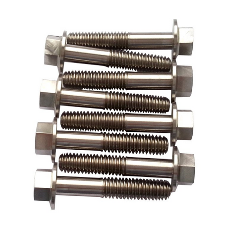 Flange bolts M6 x 45mm HT Part Threaded; six bolts shown in metal finish (pack of 25)