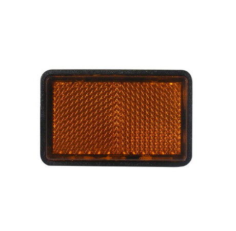 Rectangular amber reflector with black frame and textured surface