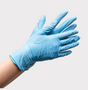 Disposable synthetic stretch gloves, blue, XL, worn on hand