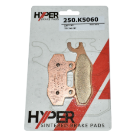 Front left-hand disc brake pad set of two, Hyper sintered pads for Kawasaki Mule Pro-MX/Pro-DX UTV, 2016–2023.